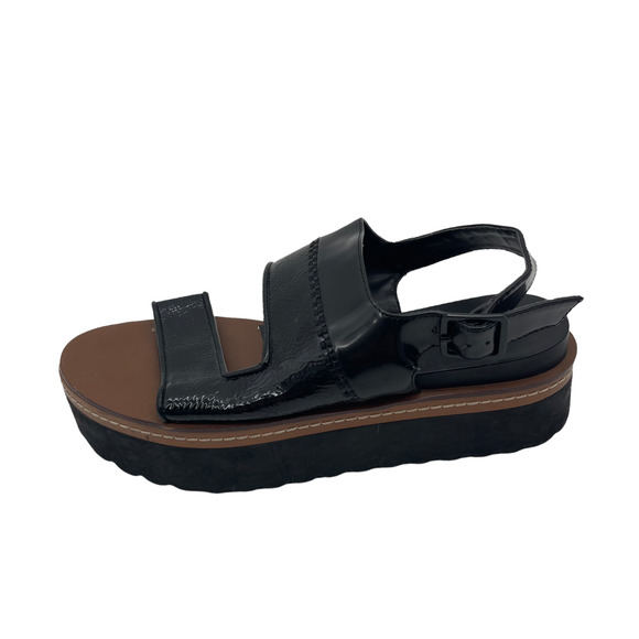 Zara Black Platform Sandals Patent Ankle Strap Buckle 38 Women's US 7.5 Y2K 90s